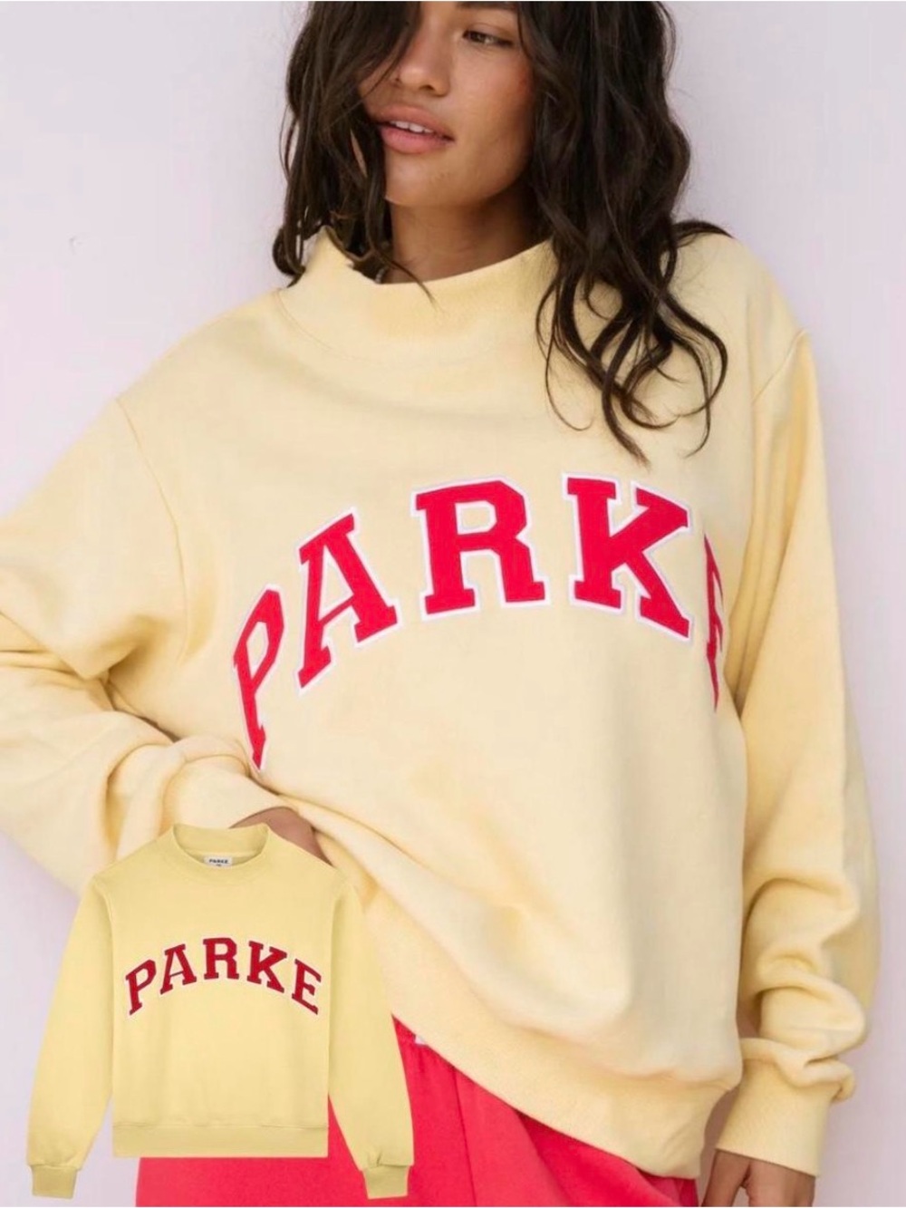 PARKE Summerland Collection Butter Yellow/ Pink L/XL Mockneck